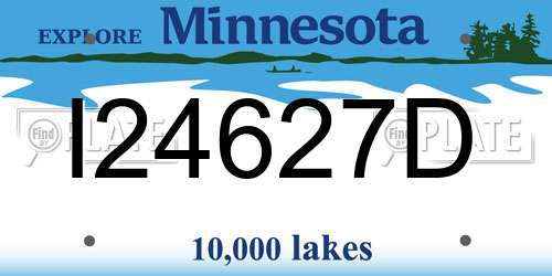 I24627D Minnesota License Plate