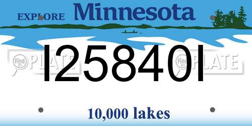 I25840I Minnesota License Plate