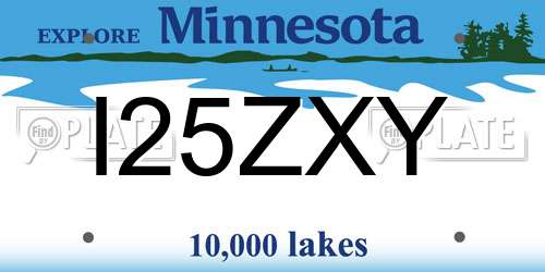 I25ZXY Minnesota License Plate