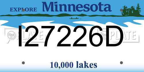 I27226D Minnesota License Plate