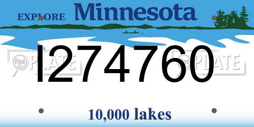 I274760 Minnesota License Plate