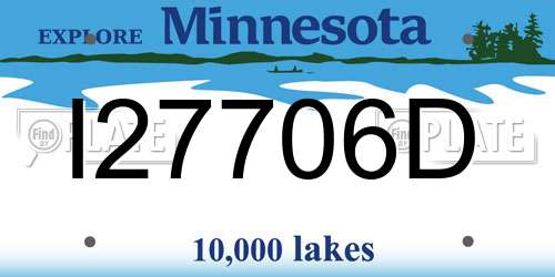 I27706D Minnesota License Plate