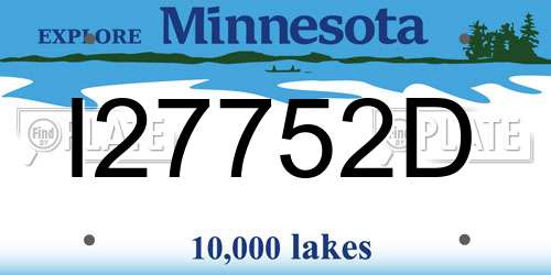 I27752D Minnesota License Plate