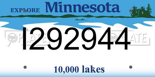 I292944 Minnesota License Plate