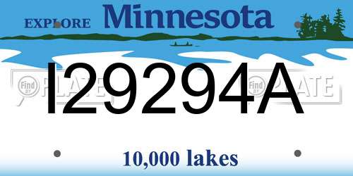 I29294A Minnesota License Plate