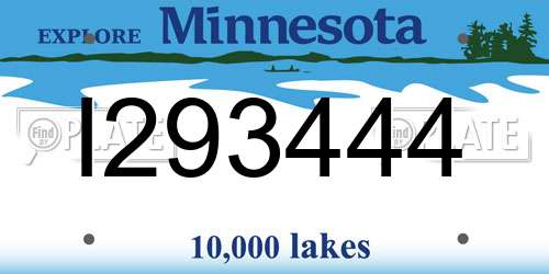 I293444 Minnesota License Plate