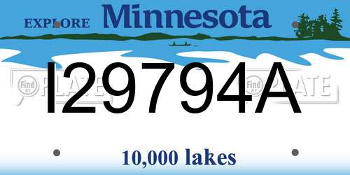 I29794A Minnesota License Plate
