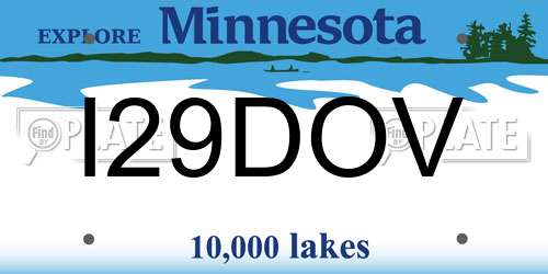 I29DOV Minnesota License Plate