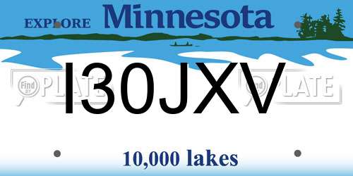 I30JXV Minnesota License Plate