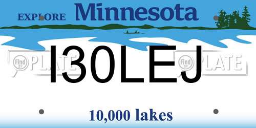 I30LEJ Minnesota License Plate