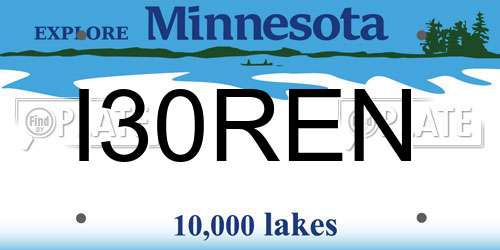 I30REN Minnesota License Plate