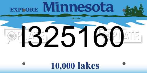 I325160 Minnesota License Plate