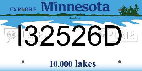 I32526D Minnesota License Plate