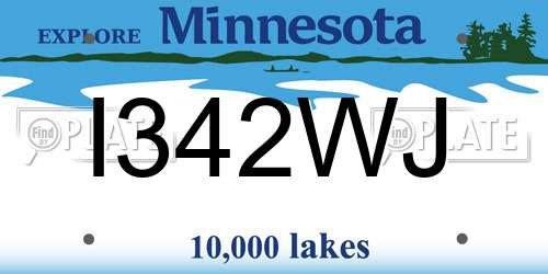 I342WJ Minnesota License Plate