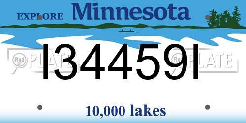 I34459I Minnesota License Plate