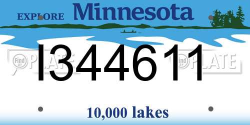 I344611 Minnesota License Plate