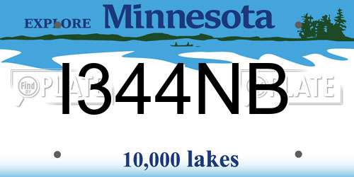 I344NB Minnesota License Plate
