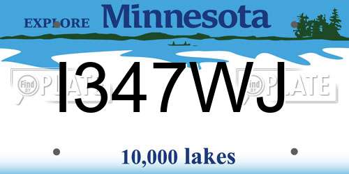 I347WJ Minnesota License Plate