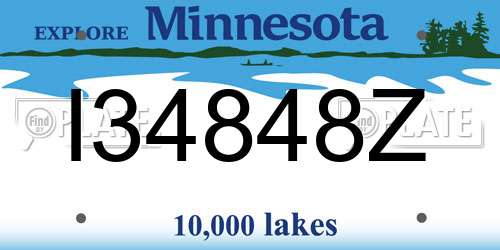 I34848Z Minnesota License Plate