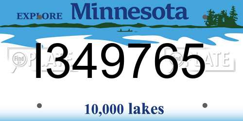 I349765 Minnesota License Plate