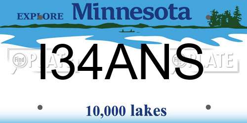 I34ANS Minnesota License Plate
