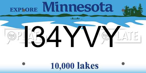 I34YVY Minnesota License Plate