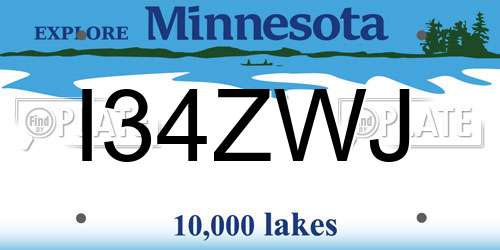 I34ZWJ Minnesota License Plate