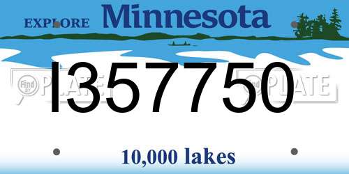 I357750 Minnesota License Plate