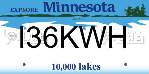 I36KWH Minnesota License Plate