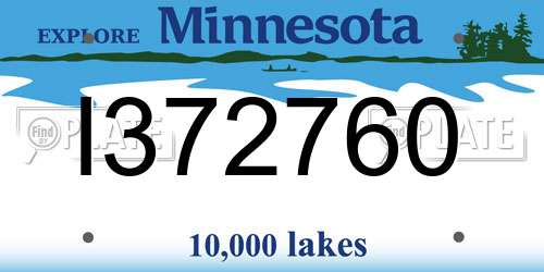 I372760 Minnesota License Plate