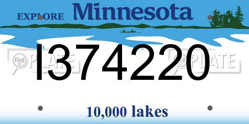 I374220 Minnesota License Plate