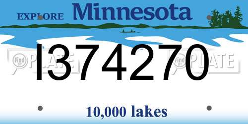 I374270 Minnesota License Plate