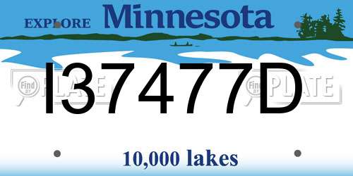I37477D Minnesota License Plate