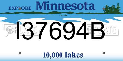 I37694B Minnesota License Plate