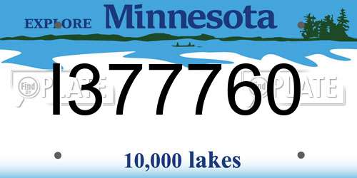 I377760 Minnesota License Plate