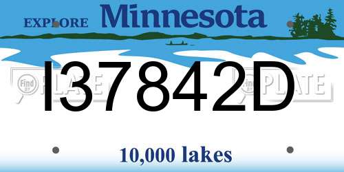 I37842D Minnesota License Plate