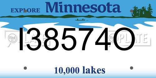 I38574O Minnesota License Plate