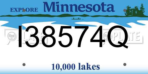I38574Q Minnesota License Plate