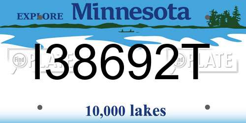 I38692T Minnesota License Plate