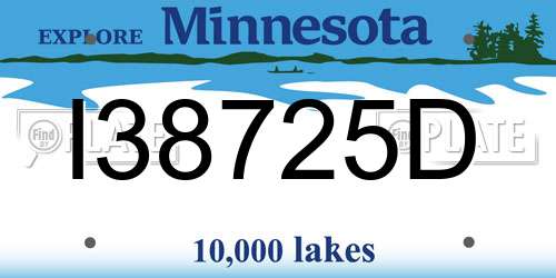 I38725D Minnesota License Plate