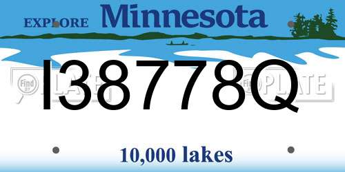 I38778Q Minnesota License Plate