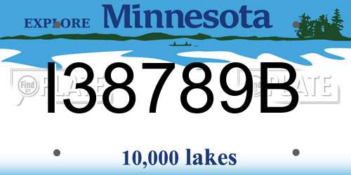 I38789B Minnesota License Plate