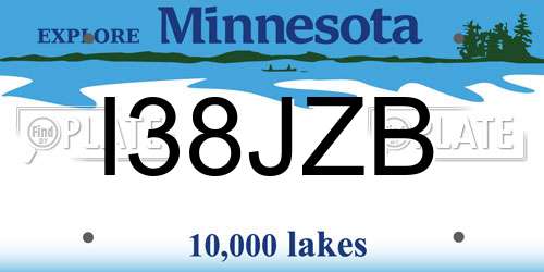 I38JZB Minnesota License Plate