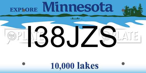 I38JZS Minnesota License Plate