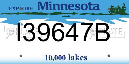 I39647B Minnesota License Plate