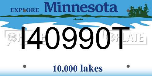 I40990T Minnesota License Plate