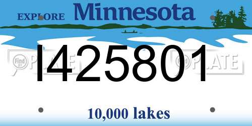 I425801 Minnesota License Plate