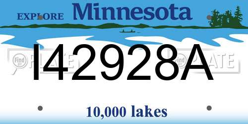 I42928A Minnesota License Plate
