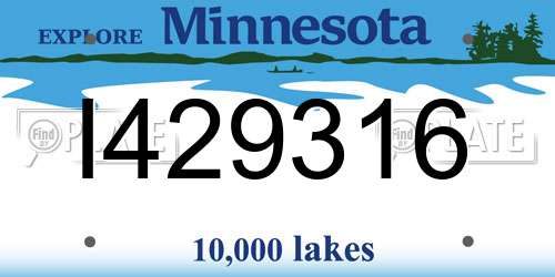 I429316 Minnesota License Plate
