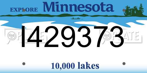 I429373 Minnesota License Plate